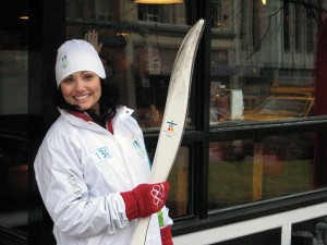 Stephanie from the Urban Deli with her Olympic torch.