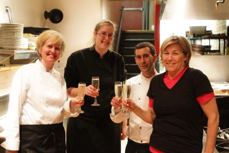 Our Italian food artist Michelle, our incredible cook Kim, our indispensable chef Andrew and our owner Liz. 